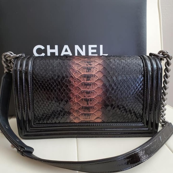 Authentic Chanel Python Medium Boy bag - Picture 5 of 7